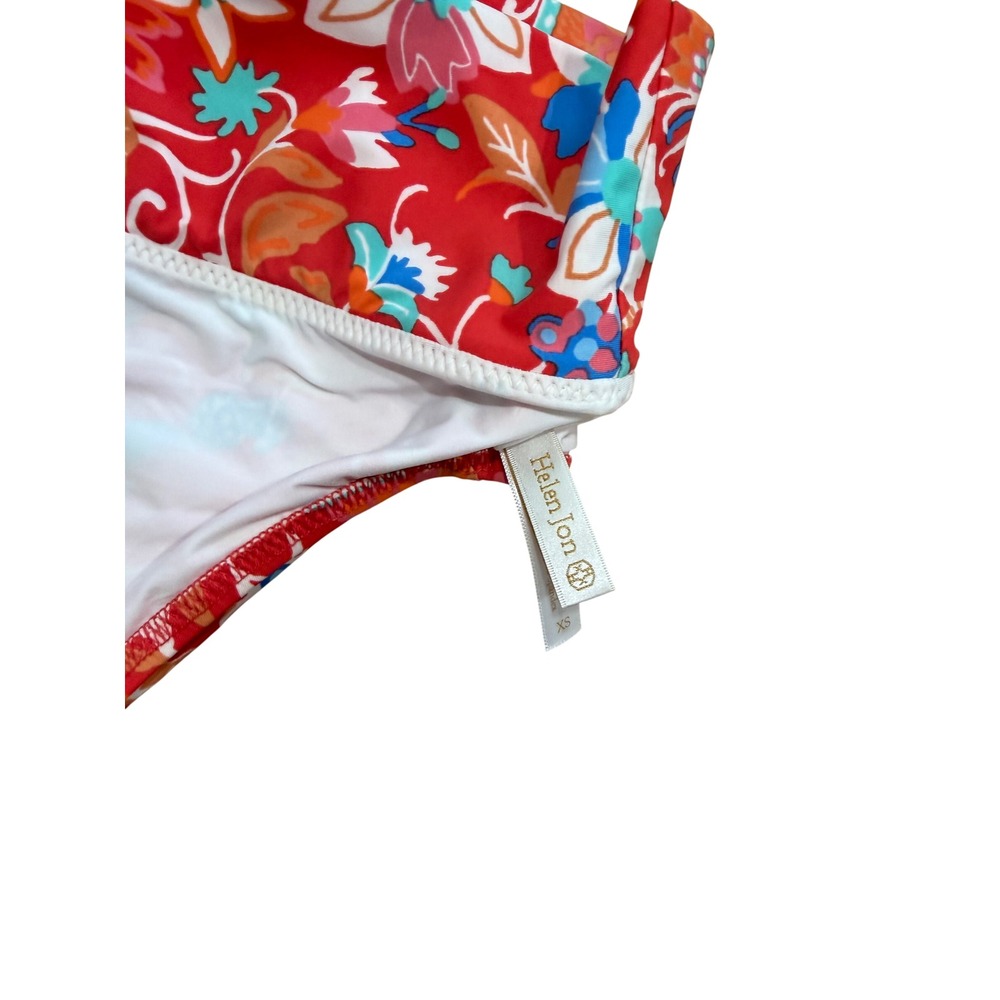 Helen Jon Womens Floral Paisley High Waisted Bikini Set Red Orange XS - Picture 6 of 10